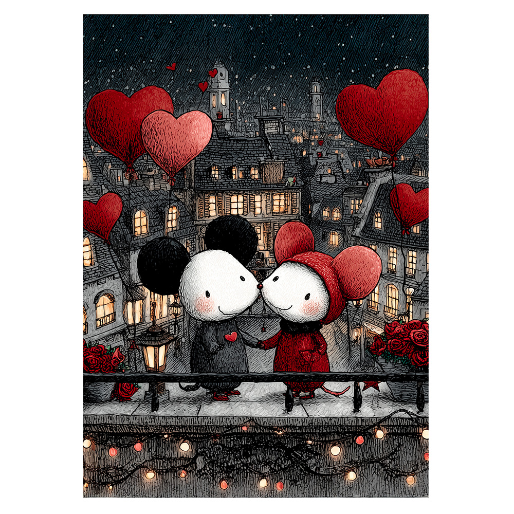 Image Carte de Saint-Valentin - Souris romantiques